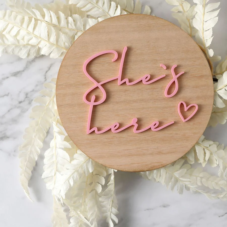 She's Here/He's Here Birth Announcement Disc - Colour