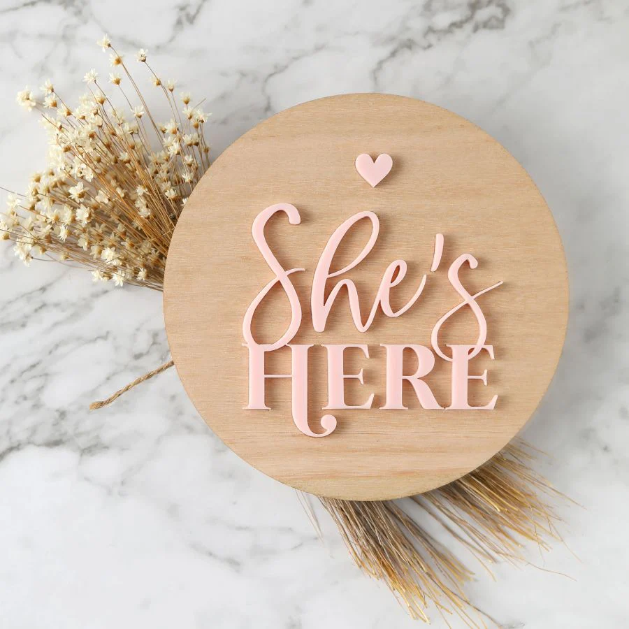 She's Here/He's Here Birth Announcement Disc - Pastel - Image 2