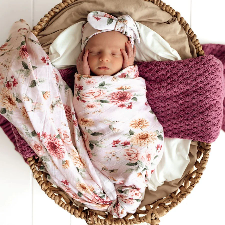 Snuggle Hunny Birds & Blooms Organic Muslin Wrap