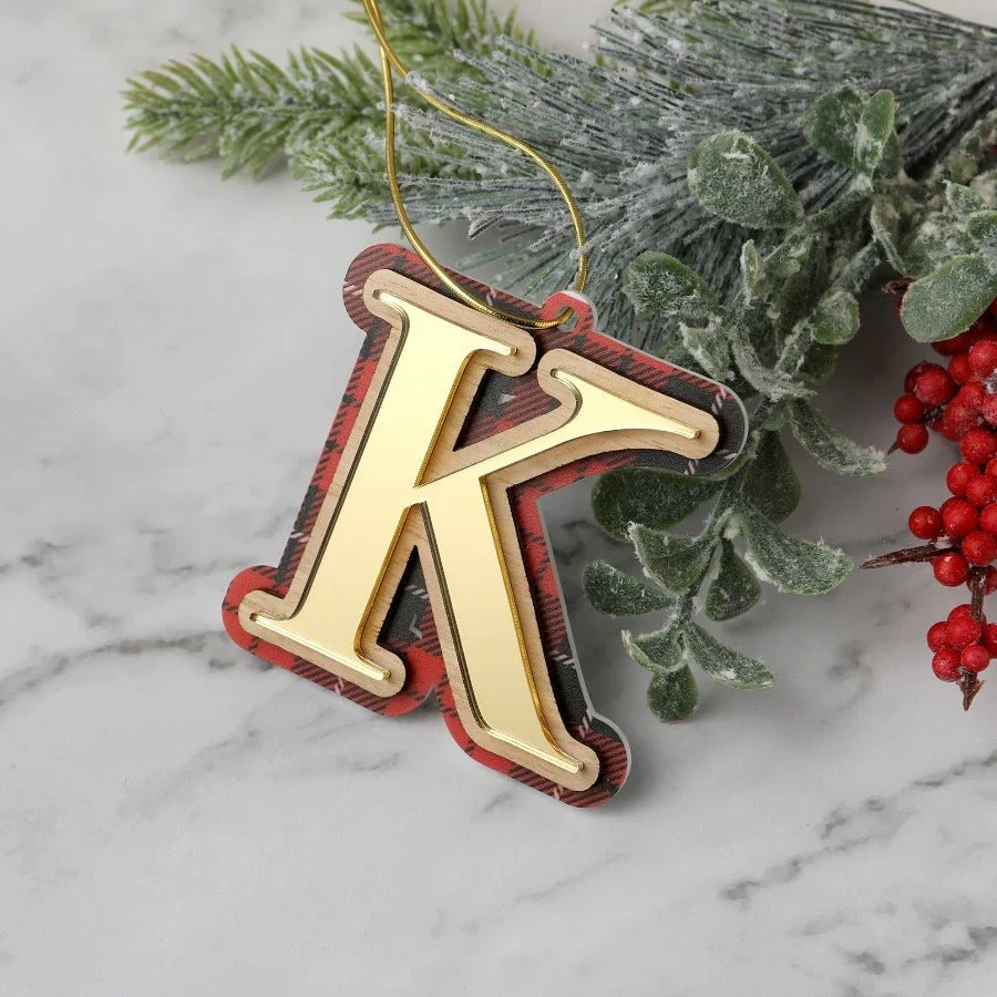 Tartan Letter Christmas Ornament - Image 2