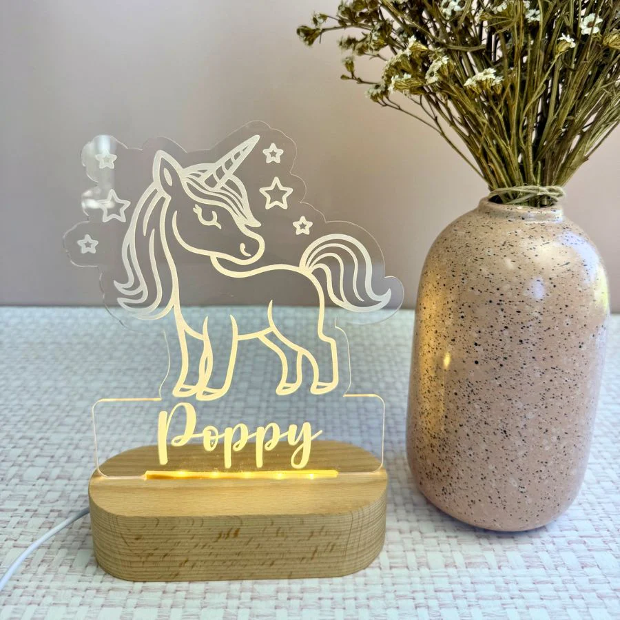 Unicorn Acrylic Night Light - Round Base