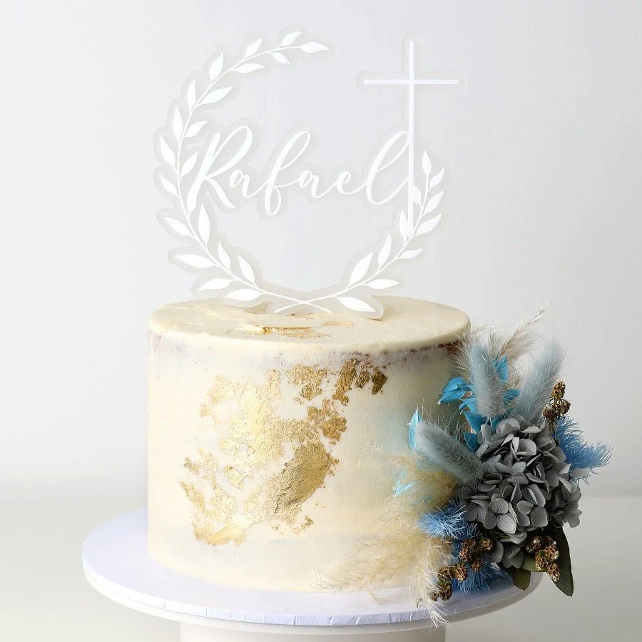 Wreath Baptism Cake Topper - Image 3